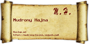 Mudrony Hajna névjegykártya